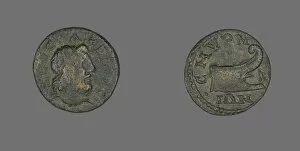 Numismatics Collection: Coin Depicting the God Zeus Akraios, 138-192. Creator: Unknown