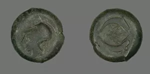 Wisdom Gallery: Coin Depicting the Goddess Athena, 345-317 BCE. Creator: Unknown