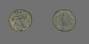 Grey Background Collection: Coin Depicting the Goddess Kybele, 2nd century BCE. Creator: Unknown