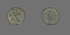 Grey Background Collection: Coin Depicting the Goddess Kybele, 2nd century BCE. Creator: Unknown