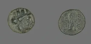 Grey Background Collection: Coin Depicting the Goddess Kybele or Tyche, 2nd-1st century BCE. Creator: Unknown