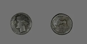 Proserpina Prints: Coin Depicting the Goddess Persephone, 275-216 BCE. Creator: Unknown