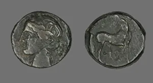 Proserpina Prints: Coin Depicting the Goddess Persephone (?), about 241-146 BCE. Creator: Unknown