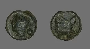 Personification Gallery: Coin Depicting the Goddess Roma, 225-217 BCE. Creator: Unknown