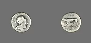 Personification Gallery: Coin Depicting the Goddess Roma, 77 BCE. Creator: Unknown