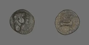 Coin Depicting Jugate Heads of Emperor Claudius and Agrippina, AD 41/54. Creator: Unknown Coin Depicting Jugate Heads of Emperor Claudius and Agrippina, AD 41/54. Creator: Unknown