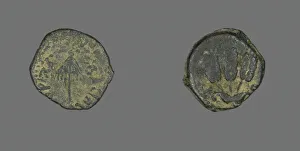 Coin Depicting a Parasol, 40-44, issued by King Agrippa of Judaea. Creator: Unknown