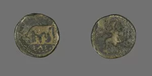Wolf Gallery: Coin Depicting a She-Wolf Nursing Romulus and Remus, 117-192. Creator: Unknown