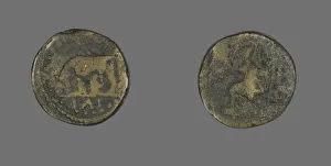 Coin Depicting a She-Wolf Nursing Romulus and Remus, 117-192. Creator: Unknown Coin Depicting a She-Wolf Nursing Romulus and Remus, 117-192. Creator: Unknown