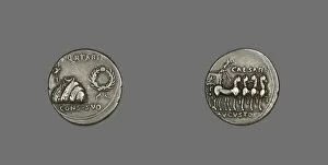 Numismatology Collection: Coin Depicting a Toga, Tunic and Wreath, about 18 BCE. Creator: Unknown