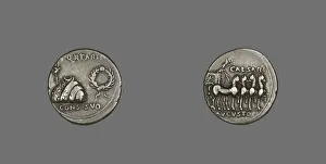 Octavian Prints: Coin Depicting a Toga, Tunic and Wreath, about 18 BCE. Creator: Unknown