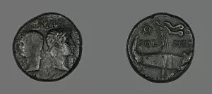 Agrippa Marcus Gallery: As (Coin) Portraying Augustus and Agrippa, 20 BCE-14 CE. Creator: Unknown