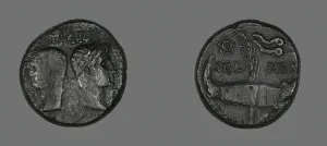 Crocodile Prints: As (Coin) Portraying Augustus and Agrippa, 20 BCE-14 CE. Creator: Unknown