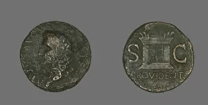 Letters Gallery: As (Coin) Portraying Emperor Augustus, 22-30. Creator: Unknown
