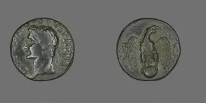 Octavian Prints: As (Coin) Portraying Emperor Augustus, 34-37. Creator: Unknown