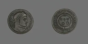 Flavius Valerius Constantinus Prints: Coin Portraying Emperor Constantine I, AD 321 AD. Creator: Unknown