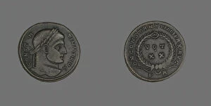 Laurel Wreath Collection: Coin Portraying Emperor Constantine I, AD 321 AD. Creator: Unknown