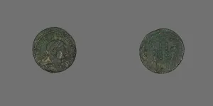 Obverse Prints: Coin Portraying Emperor Constantine II, 324-337. Creator: Unknown