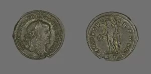 Constantinian Gallery: Coin Portraying Emperor Constantius I, 305-306. Creator: Unknown