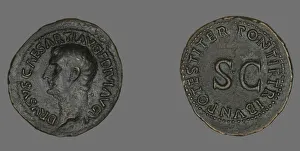 Letters Gallery: As (Coin) Portraying Emperor Drusus, 22-23. Creator: Unknown