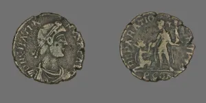 Coin Portraying Emperor Gratian, 367-383. Creator: Unknown