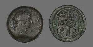 Trajan Prints: Coin Portraying Emperor Trajan, 98-117. Creator: Unknown