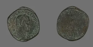 Philip The Arab Prints: Coin Portraying Philip the Arab, 244-249. Creator: Unknown
