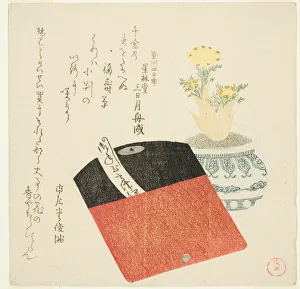 Purses Prints: Coin Pouch and Potted Adonis, Japan, c. 1802. Creator: Kubo Shunman