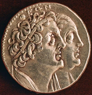 Ptolemy I Soter Collection: Coin of Ptolemy I and Berenice I, Ptolemaic kingdom of Egypt, 3rd century BC