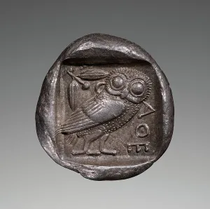 Drachma Prints: Coin (tetradrachm) of Athens, 475-465 BC. Creator: Unknown