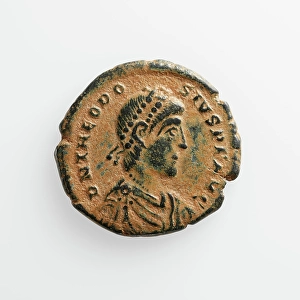 Numismatology Prints: Coin with Theodosius I, A.D. 379-395. Creator: Unknown