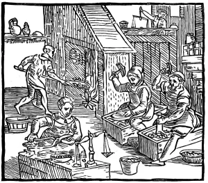 Stamping Prints: Coiners at work, 1577. Artist: Ralph Holinshead