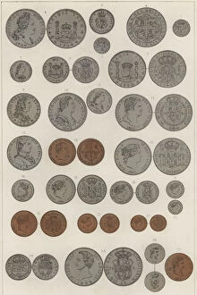 Charles Iii Gallery: Coins minted by Kings of Madrid. Philip V, Louis I, Ferdinand VI, Charles III, Charles IV