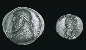 Two coins of Mithridates II of Parthia