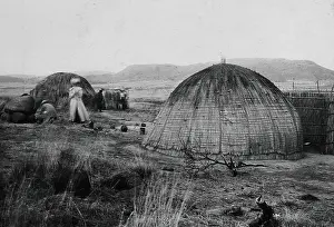Kwazulu Natal Prints: Colenso, South Africa: African kraal huts, 1905. Creator: Geoffrey L Parsons