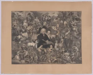 Collage of printed elements centered on a Man and Young Woman Reading, 1851-1866. Creator: Illman Brothers Collage of printed elements centered on a Man and Young Woman Reading, 1851-1866. Creator: Illman Brothers