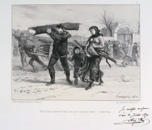 Collecting firewood, Siege of Paris, Franco-Prussian War, 1870 (1871). Artist: Auguste Bry Collecting firewood, Siege of Paris, Franco-Prussian War, 1870 (1871). Artist: Auguste Bry