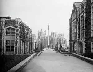 Flagpole Prints: College of the City of New York, west entrance, c.between 1910 and 1920. Creator: Unknown