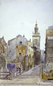 College Hill and the Church of St Michael Paternoster Royal, City of London, 1883