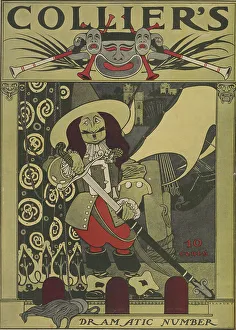 Olive Green Prints: Collier's. Dramatic number, c1894 - 1896. Creator: William H Bradley