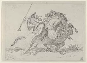 Impact Gallery: Collision of Moorish Horsemen, 1834. 1834. Creator: Eugene Delacroix
