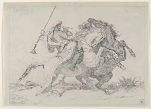 Collision Prints: Collision of Moorish Horsemen, 1834. 1834. Creator: Eugene Delacroix