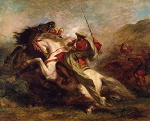 Mock Battle Prints: Collision of the Moorish Horsemen, 1843-1844. Creator: Eugene Delacroix