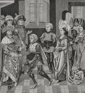 Lord Prints: Coloman, (1070-1116), King of Hungary receiving Walter Sans Avoir