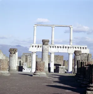 Colomns of the colonnade round the Forum, Pompeii, Italy