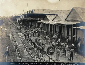 Colon, Panama: workers paving a street, 1906. Creator: Unknown