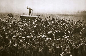 Jubilation Collection: Colonel and men of the 9th East Surrey Regiment cheering the King, France, 12 November, 1918