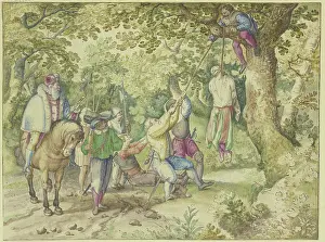 Punishment Prints: A colonel has a mercenary hanged. Creator: Jacob Savery I