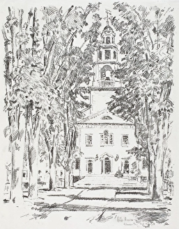 Frederick Childs Hassam Prints: Colonial Church, Gloucester, 1918. Creator: Frederick Childe Hassam