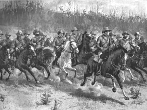 On Horseback Gallery: Our Colonial Defences--A Company of the Mounted Rifles Manoeuvring in Victoria, Australia, 1890